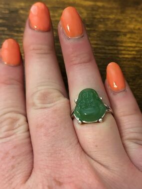 NEW Faux Green Jade Buddha Ring